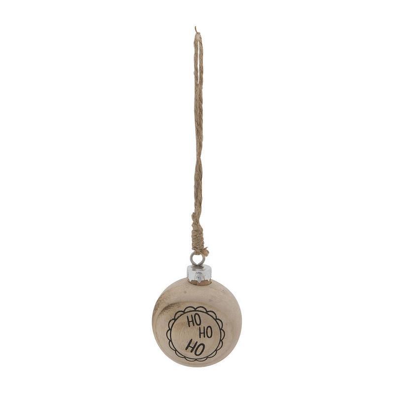 Kerstbal hout met tekst - 5 cm 