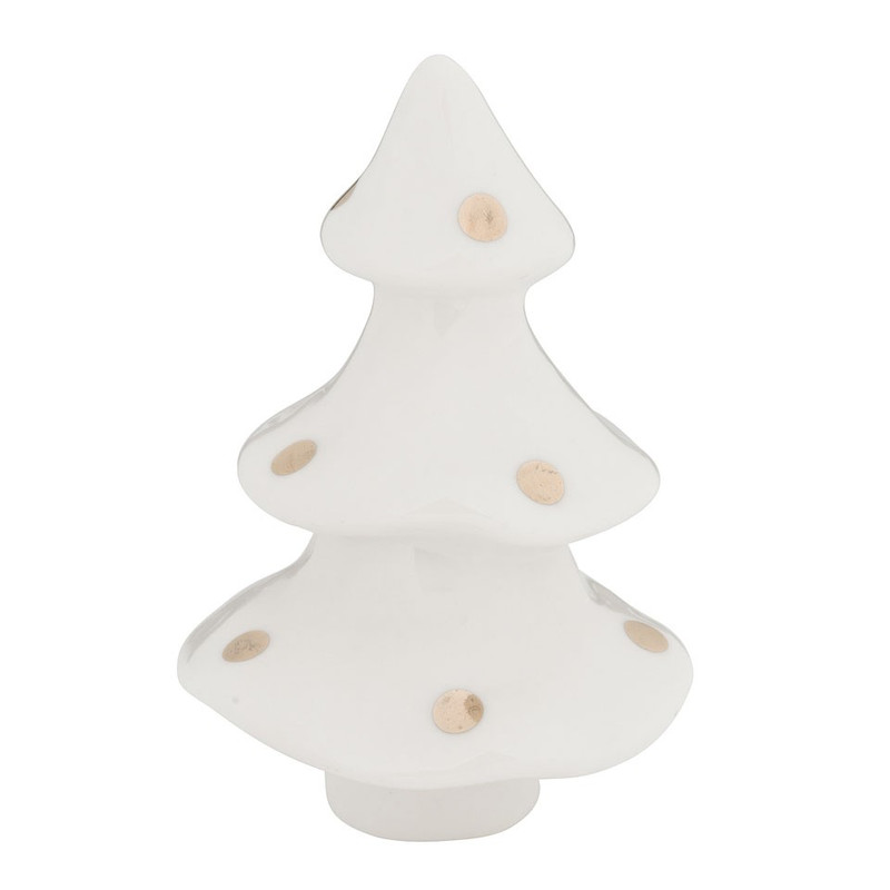 Kerstboompje - 11 cm - wit/goud 
