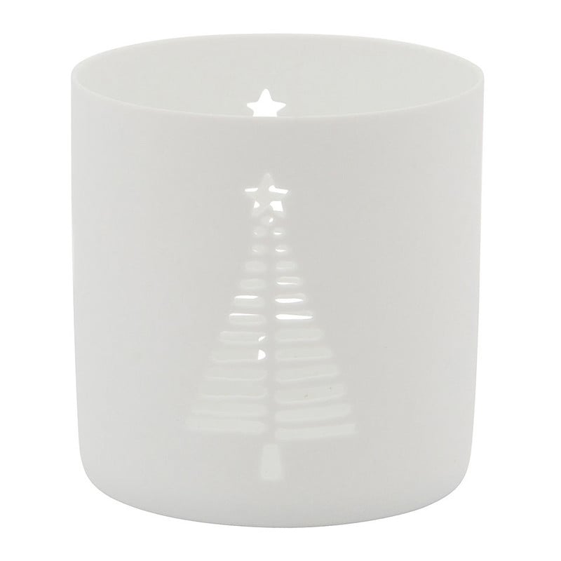 Theelichthouder kerstboom - 8x8cm - wit