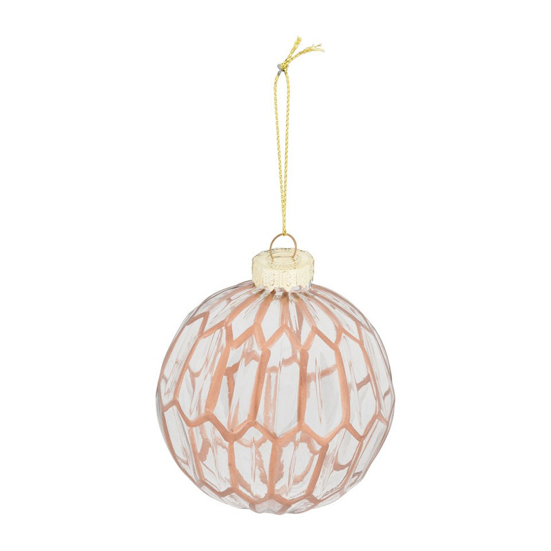 Kerstbal diamant - 8 cm - helder/brons
