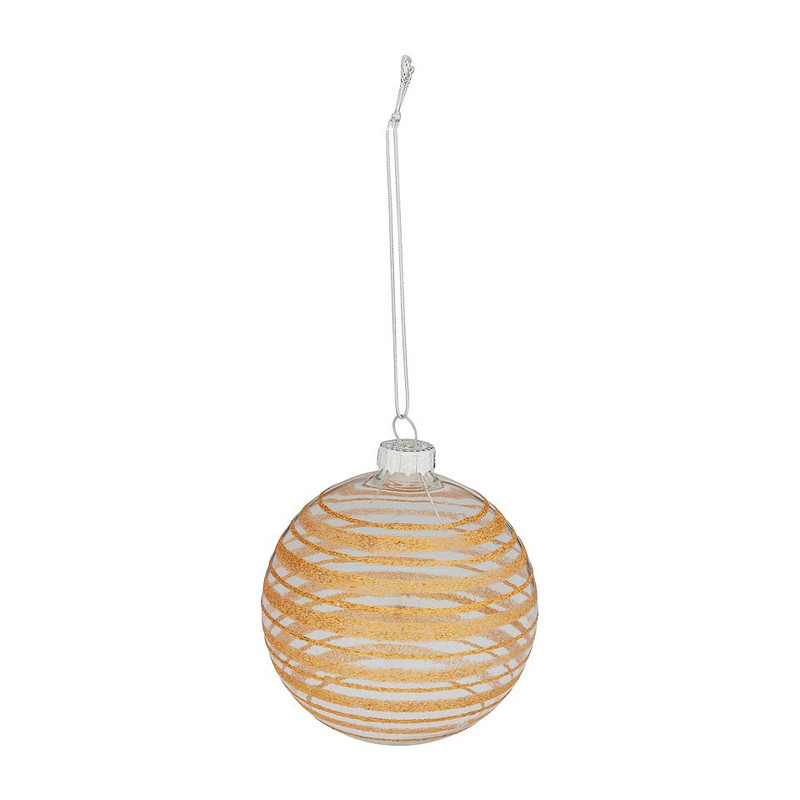 Kerstbal met bronzen streep - 8 cm