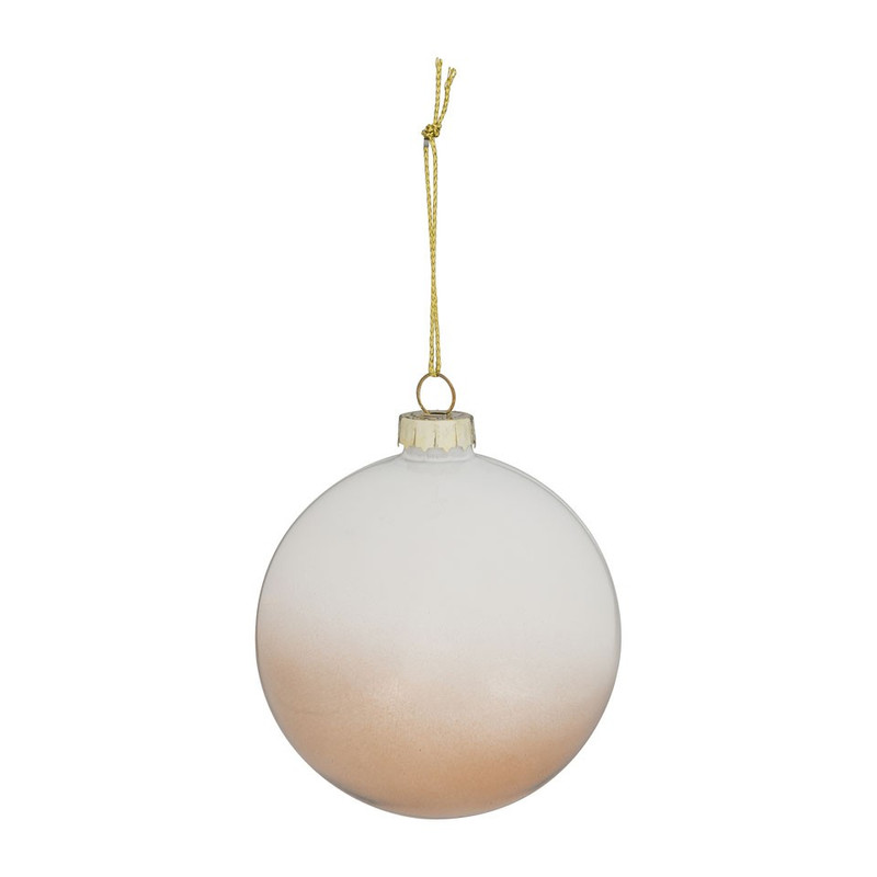 Kerstbal gedipt - 8 cm - brons/wit