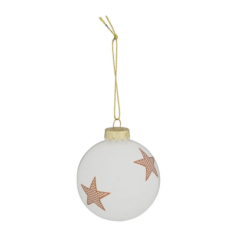 Kerstbal ster - 7 cm - wit/brons