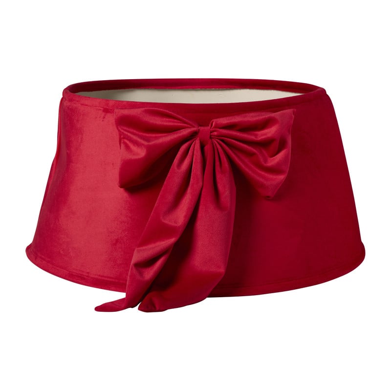Kerstboomrok velvet strik - rood - ø50x23 cm