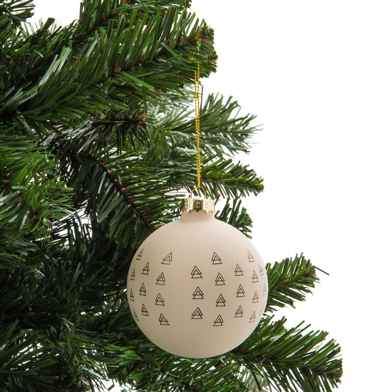 Kerstbal bomen mat - 8 cm - wit