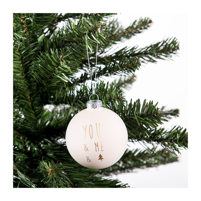 Kerstbal mat - you&me - wit
