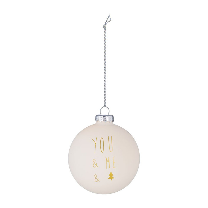Kerstbal mat - you&me - wit