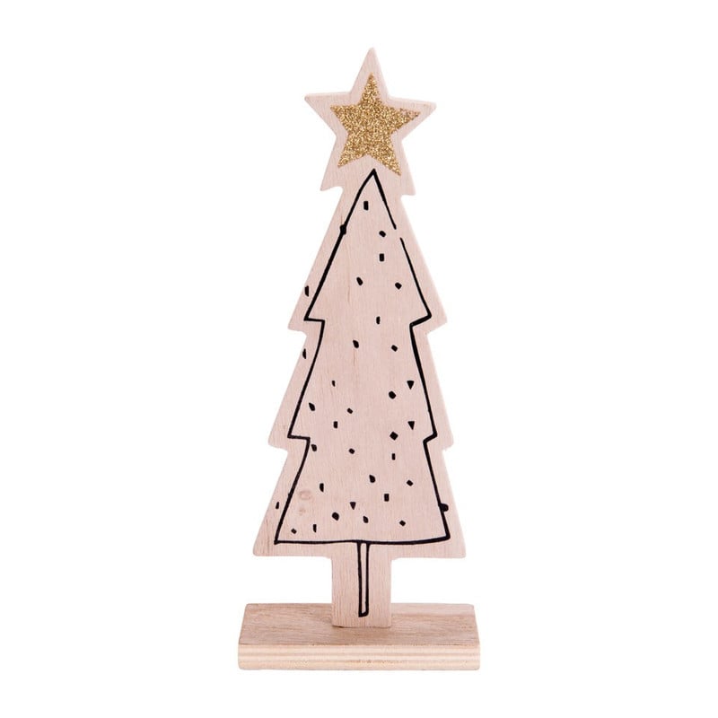 Kerstboom hout - stipjes - 9x25 cm