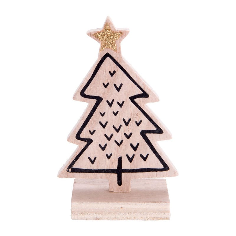 Kerstboom hout - vinkjes - 7.5x12 cm