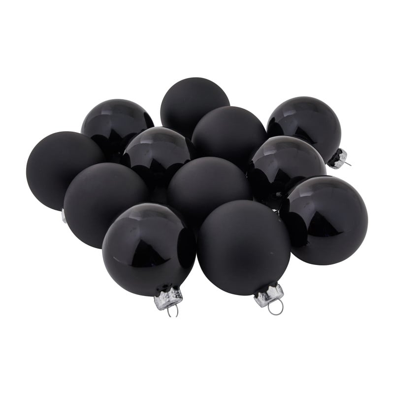 Kerstballen set zwart- 12st
