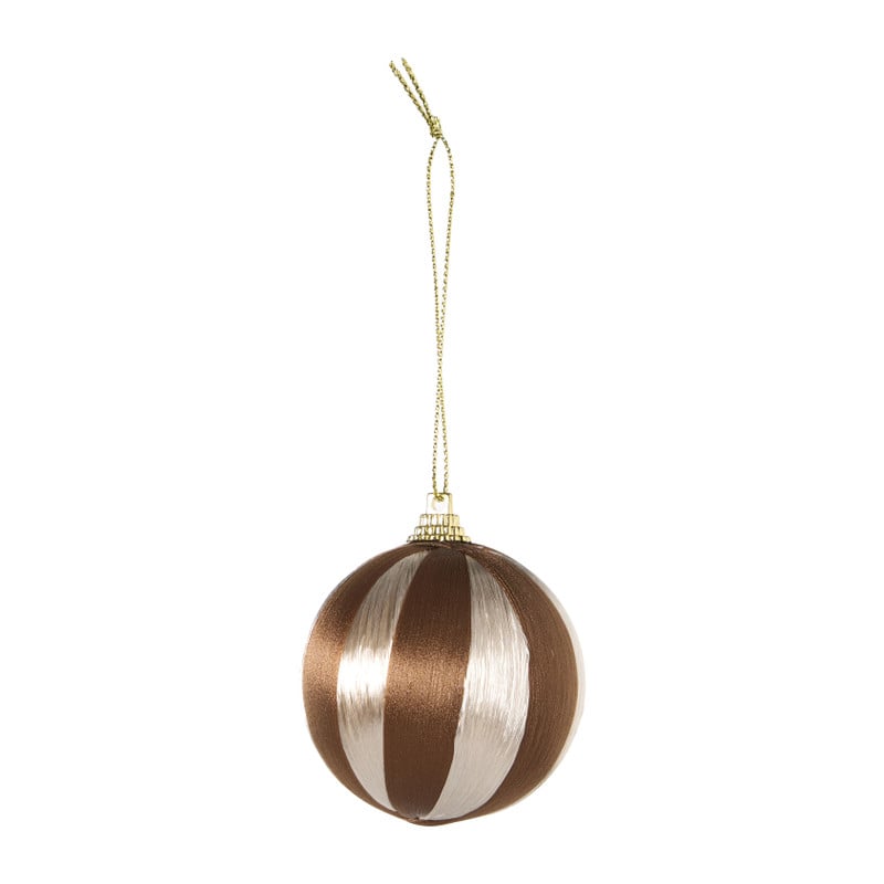 Kerstballen streep pearl - roze - ø6 cm - set van 3