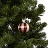 Kerstballen streep pearl - roze - ø6 cm - set van 3