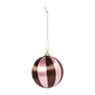 Kerstballen streep pearl - roze - ø7.5 cm - set van 3