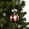 Kerstballen streep pearl - roze - ø7.5 cm - set van 3