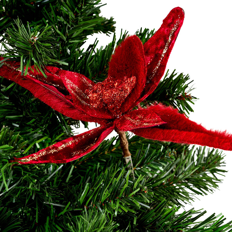 Bloem op clip - rood - 15 cm