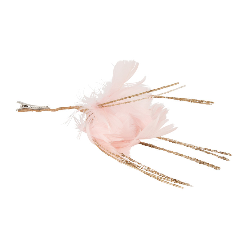 Veren op clip - roze - 25 cm