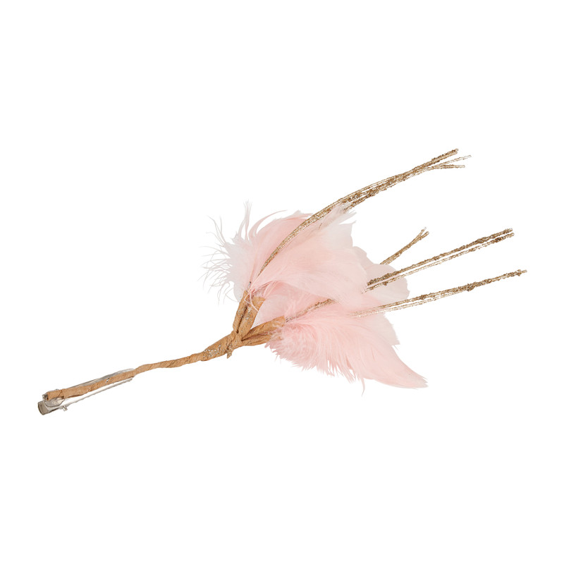 Veren op clip - roze - 25 cm