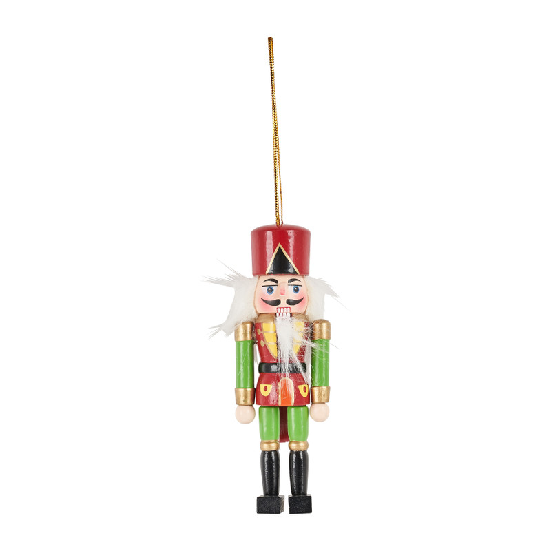 Notenkraker hanger - rood/groen - 12 cm 