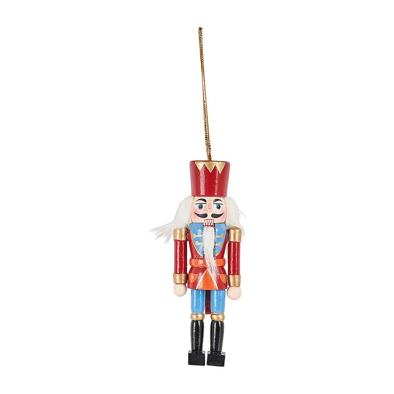 Notenkraker hanger - rood/blauw - 12 cm 