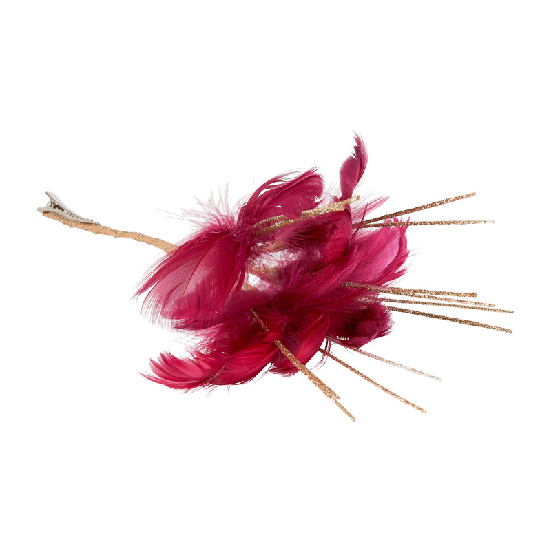 Veren op clip - rood - 25 cm