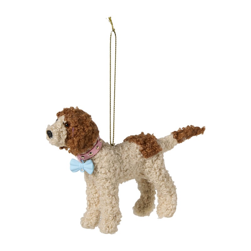 Kersthanger labradoodle  - wit - 14.5x3.3x9.5 cm