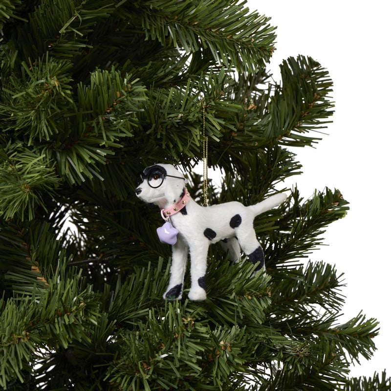 Kersthanger dalmatier - geel - 13x3x9.5 cm