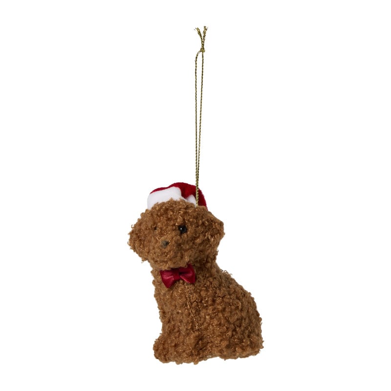 Kersthanger doodle kerstmuts - bruin - 5.7x5x8.3 cm