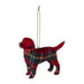Kersthanger hond ruit - rood/groen - 11.5x3.5x9 cm 