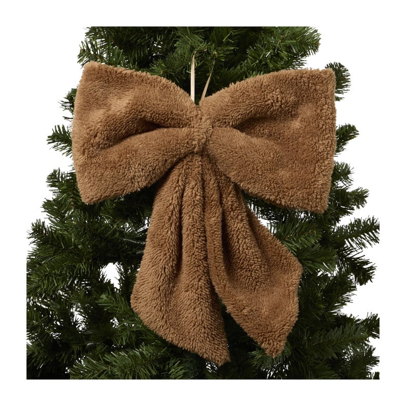 Kersthanger strik groot - bruin - 40x45 cm