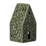 Kerstkaarsenhouder huis - groen - 12x6.2x6.2 cm