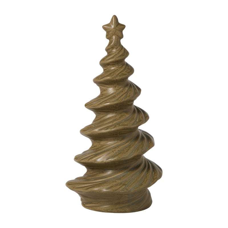 Kerstboom keramiek spiraal - groen - 24.5x12x12 cm