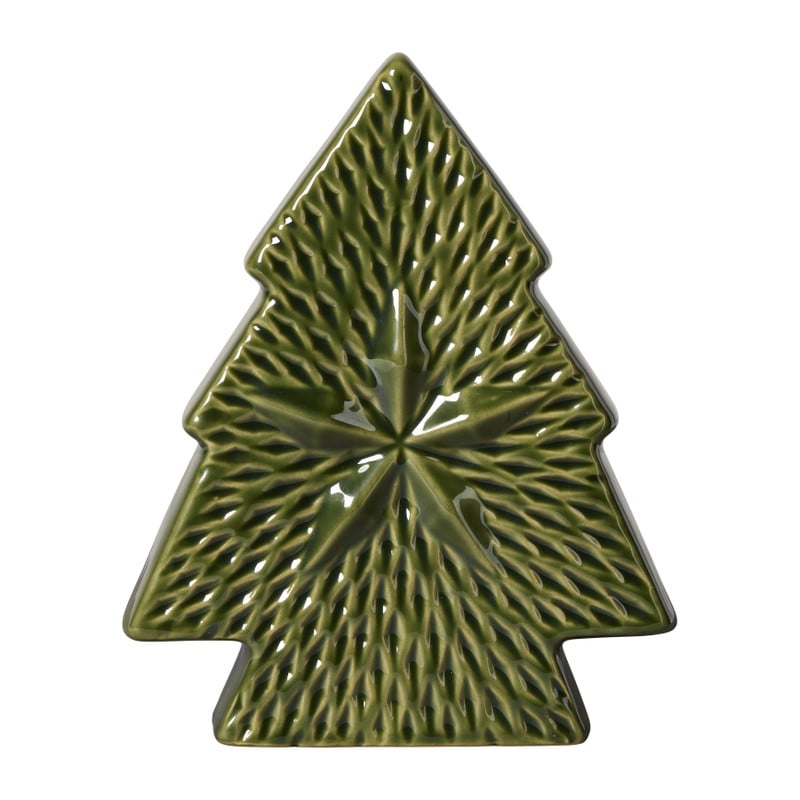 Kerstboom keramiek ster groot - groen - 19.3x16x5 cm