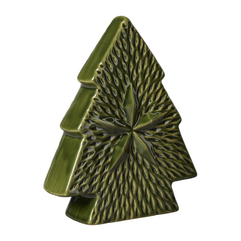 Kerstboom keramiek ster groot - groen - 19.3x16x5 cm