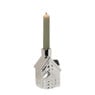 Kerst kandelaar huis - zilverkleurig - 12.5x7.7x6.5 cm