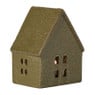 Kerst waxinelichthouder huisje - groen - 10x8x6.2 cm