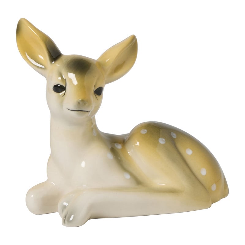 Ornament hert keramiek - bruin - 13x15x8.3 cm