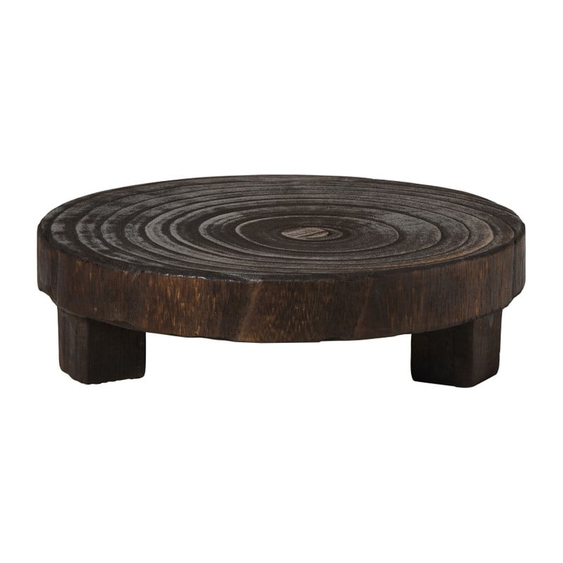 Houten plateau kerst - bruin - ø28x8 cm