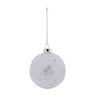 Glazen kerstbal met witte strepen - transparant - 8 cm
