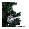 Glazen kerstbal met witte strepen - transparant - 8 cm