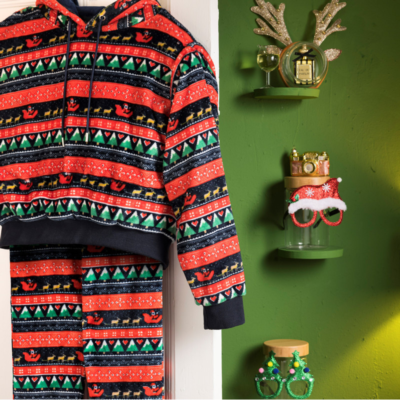 Huispak kerst - blauw - maat L/XL