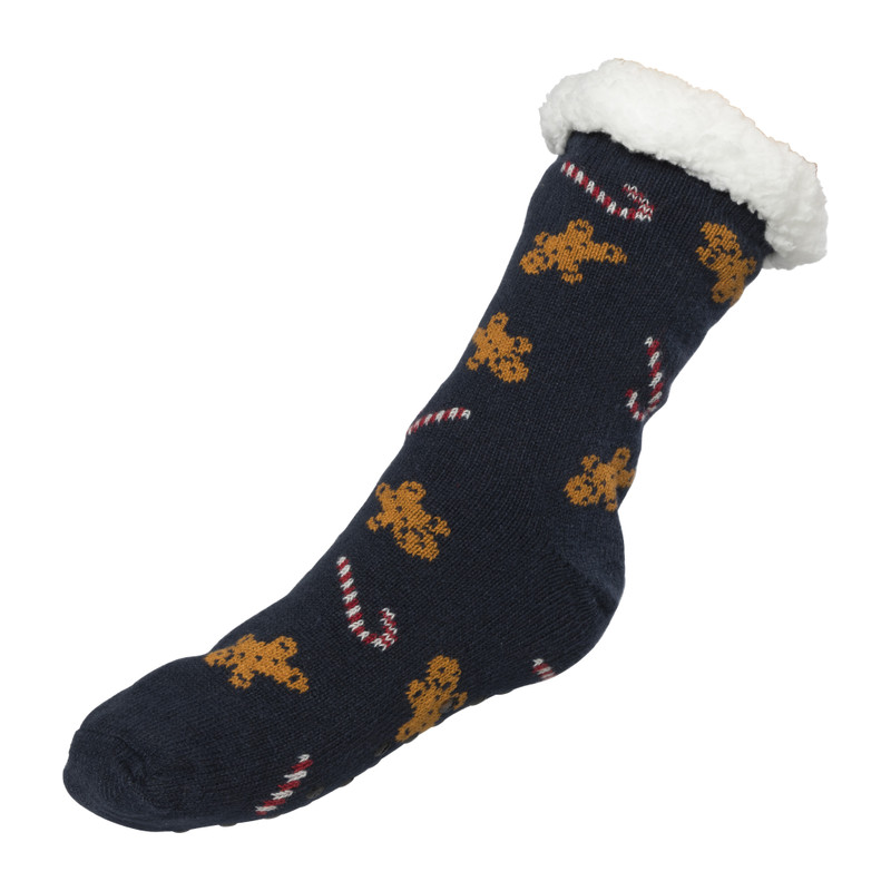 X mas huissok gingerbread - blauw - one size