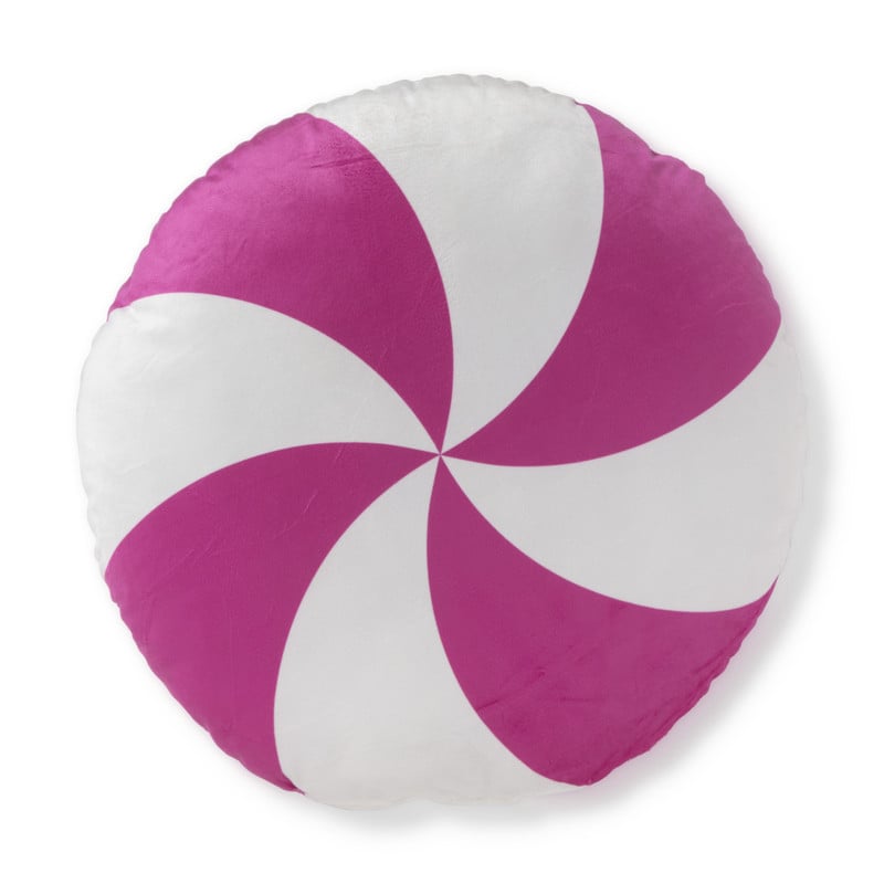 Kussen candy cane - roze/wit - ø40 cm