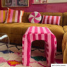 Kussen candy cane - roze/wit - ø40 cm