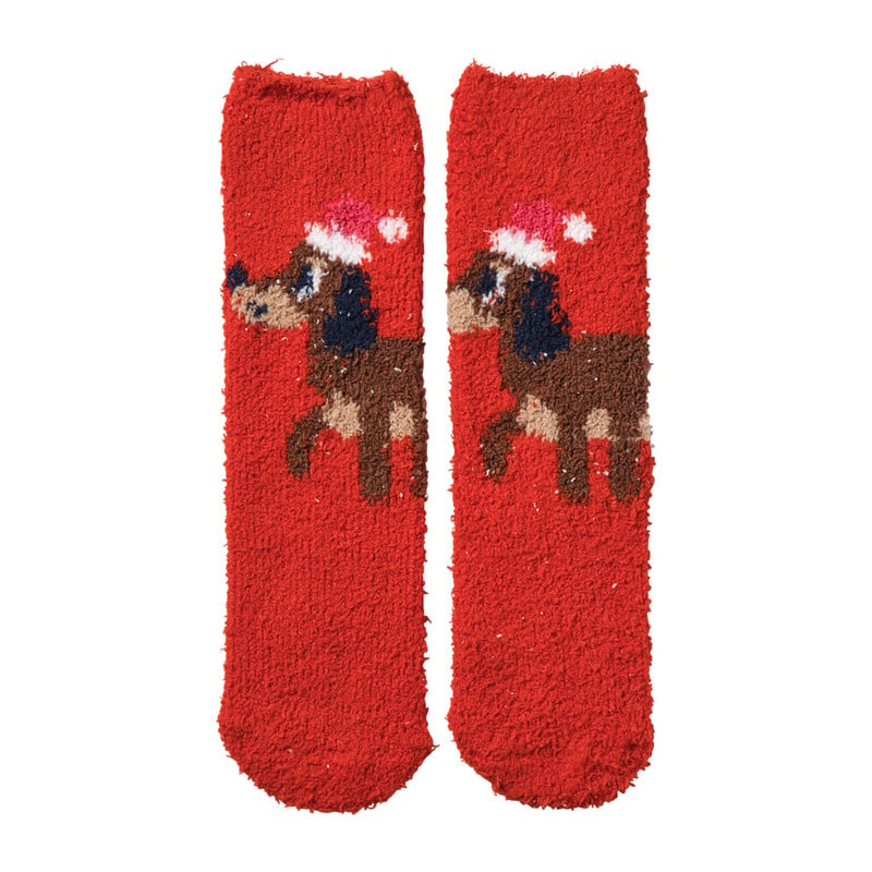 Kerstsokken teckel - rood - one size 