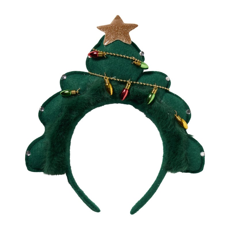 Diadeem kerstboom XL - groen - 22x25 cm