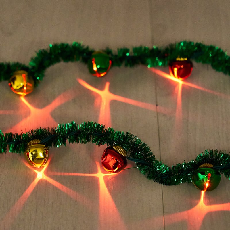 Ketting met verlichting tinsel - groen - kunststof