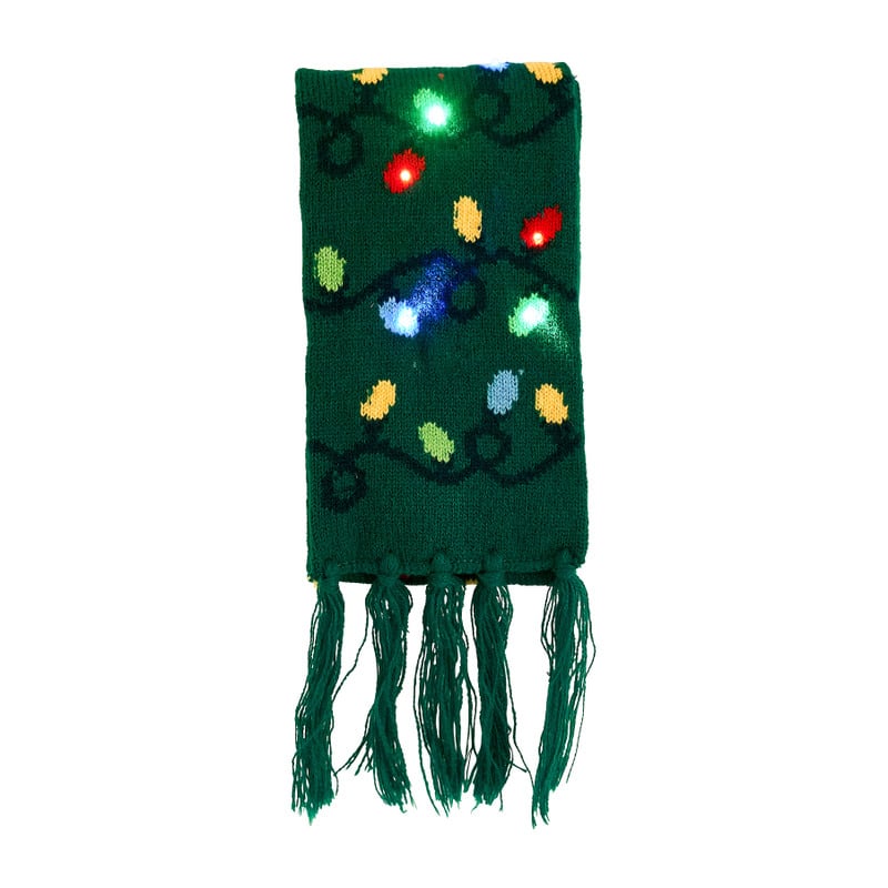 Kerstsjaal met lampjes - groen