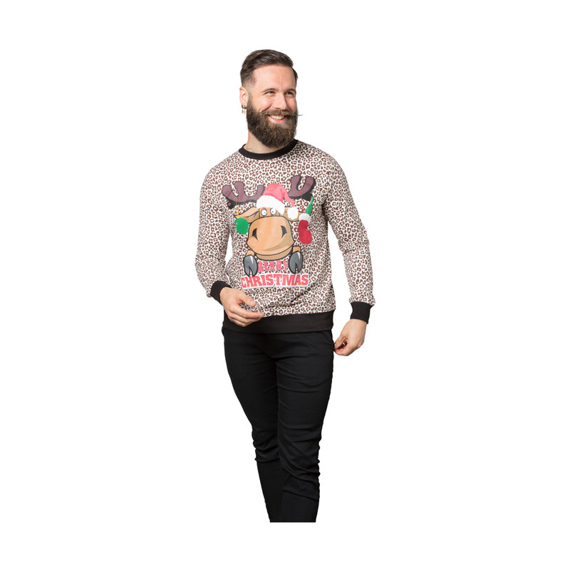 Kersttrui - leopard/deer - M/L