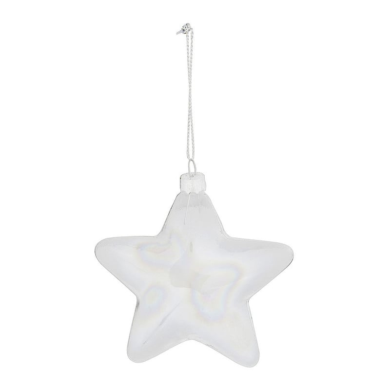Kersthanger ster - 10 cm - zilver/helder