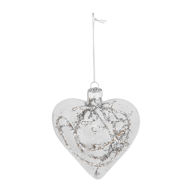 Kersthanger glittertakjes - helder/zilver